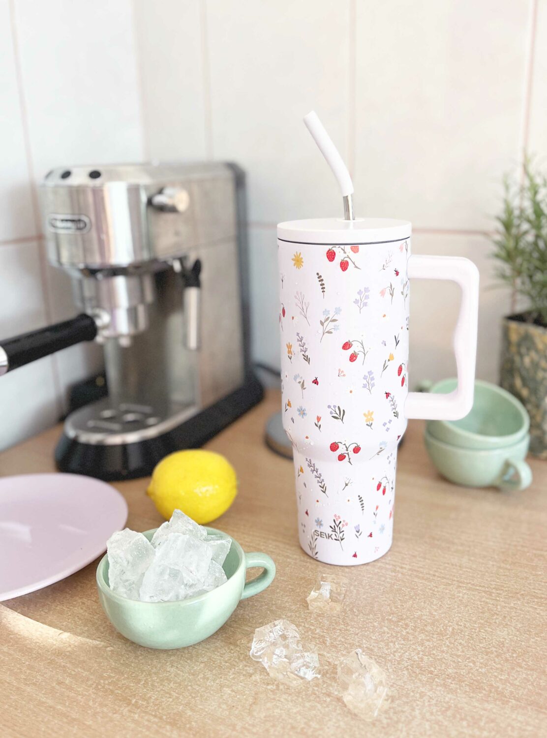 Tumbler - Beli s potiskom rož (1200ml) - slika 6