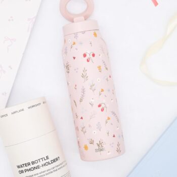 Termo steklenička za vodo 2-v-1 z magnetnim držalom za telefon – Jagode (700 ml)