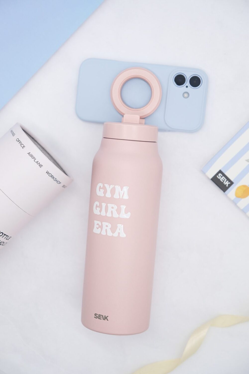 Termo steklenička za vodo 2-v-1 z magnetnim držalom za telefon - gym girl era (700ml) - slika 2